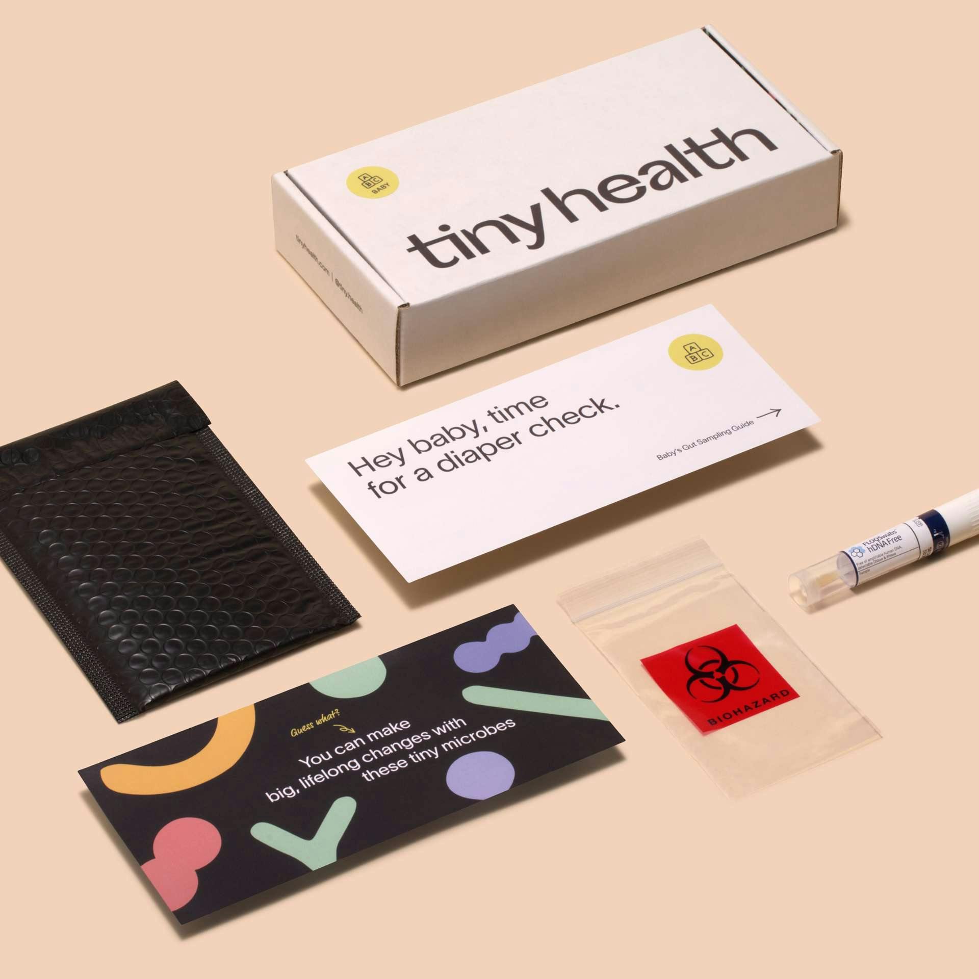 Tiny Health packaging with items inside