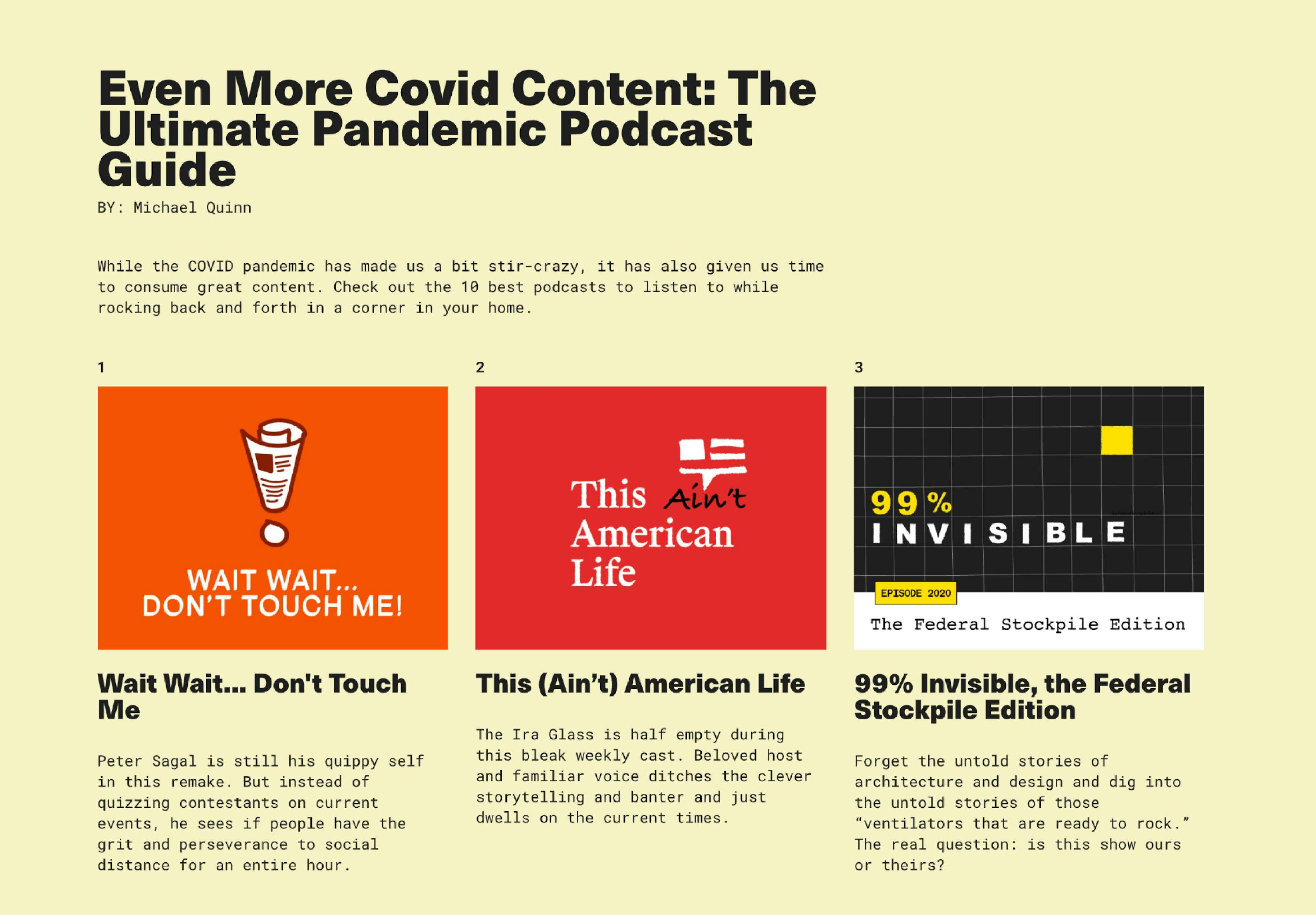 Even more covid content: The ultimate pandemic podcast guide
