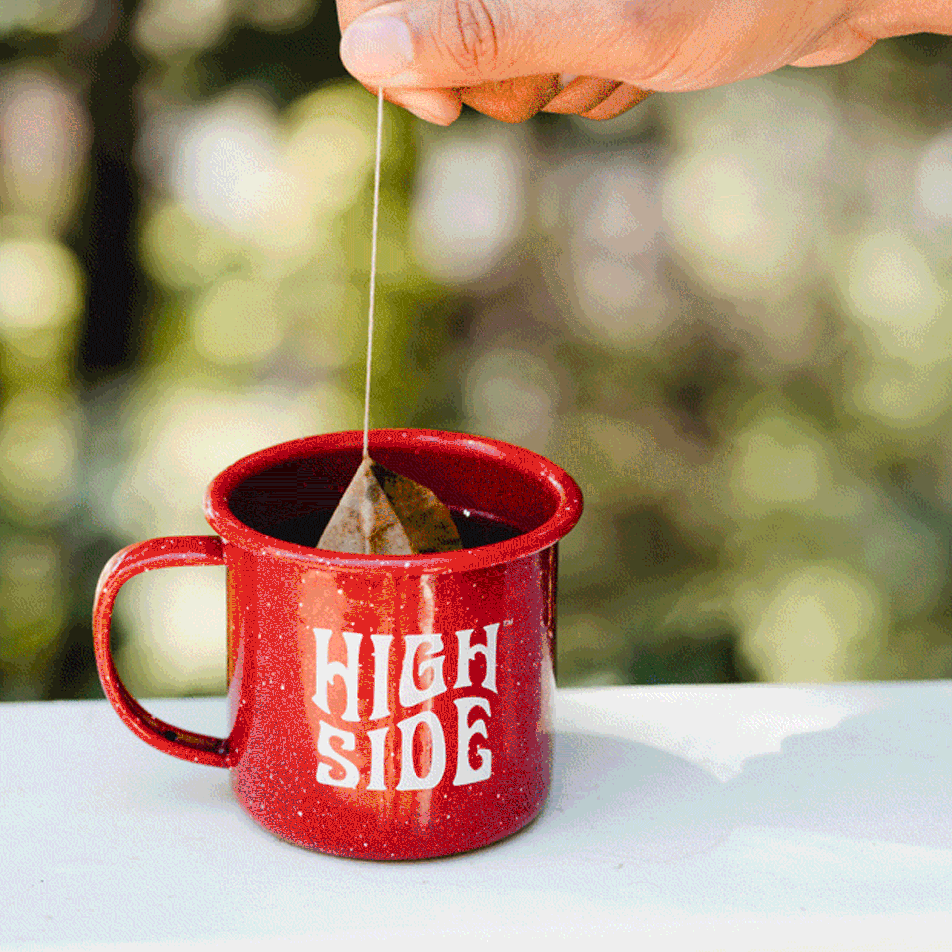 high side coffee brewing in a cup